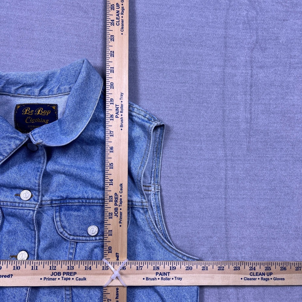 VTG Be‎ Bop Clothing Denim Vest Blue Jean Sleeveless Collared Jacket Womens - Picture 4 of 9